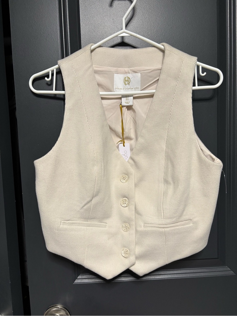 House of Harlow 1960 Ivory Button-Up V-Neck Vest